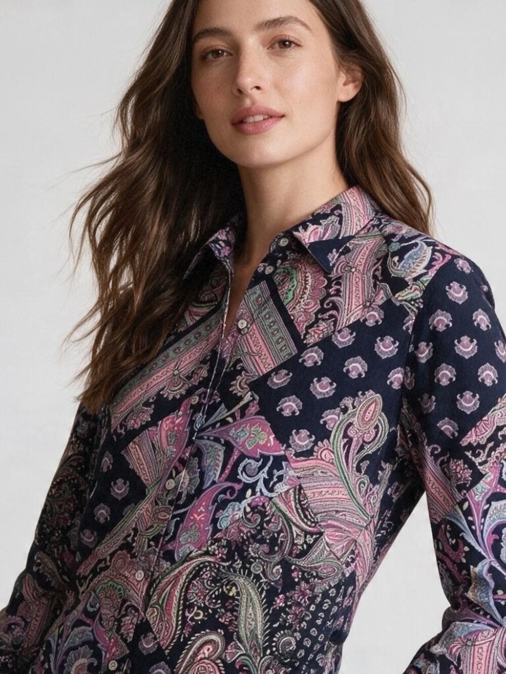 Lauren Ralph Lauren Paisley Button Down Shirt Small 100% Cotton